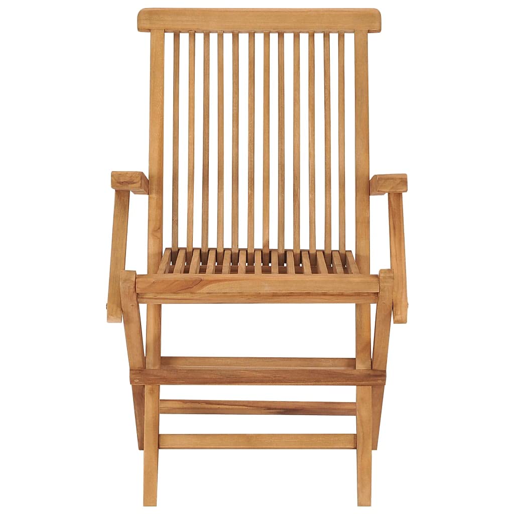 2-Pack vidaXL Folding Teak Wood Patio Chairs with Armrests - Outdoor Garden Dining, Camping & Beach Seating - Stable Foldable Design for Easy Storage - Perfect for Backyard, Deck & Poolside Relaxation