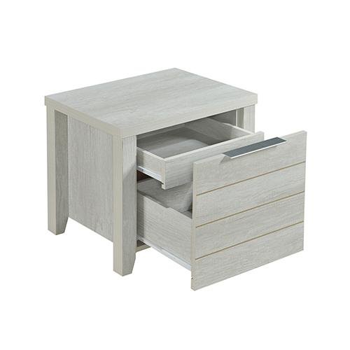 Modern White Ash Cielo Bedside Table with Drawer - Nightstand for Bedroom, Living Room, or Office - Compact Storage Solution with Sleek Design