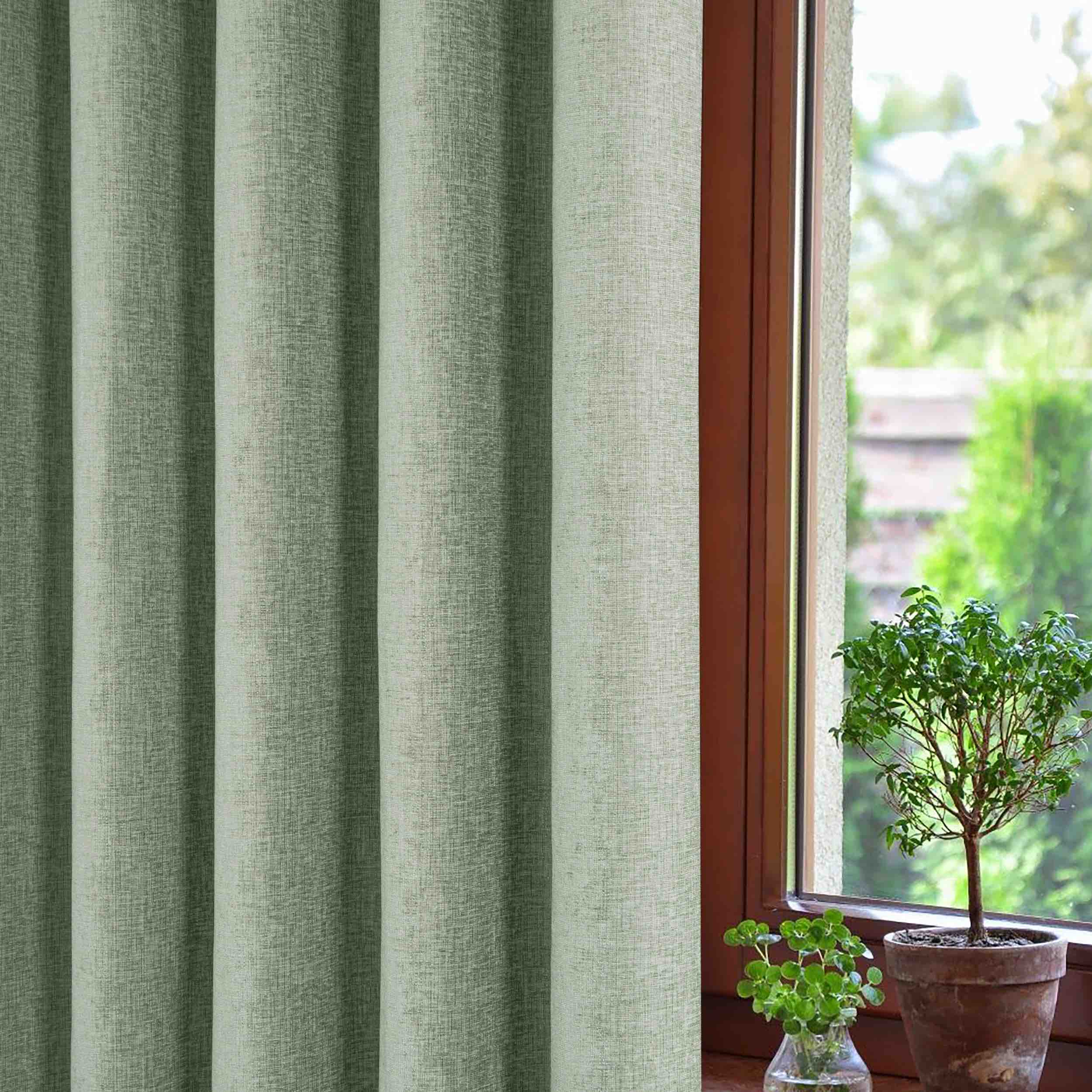 Sundour Amberley Eyelet Curtains - Sage Green Blackout Window Drapes for Living Room & Bedroom - Light Filtering Thermal Insulated Grommet Curtain Panels