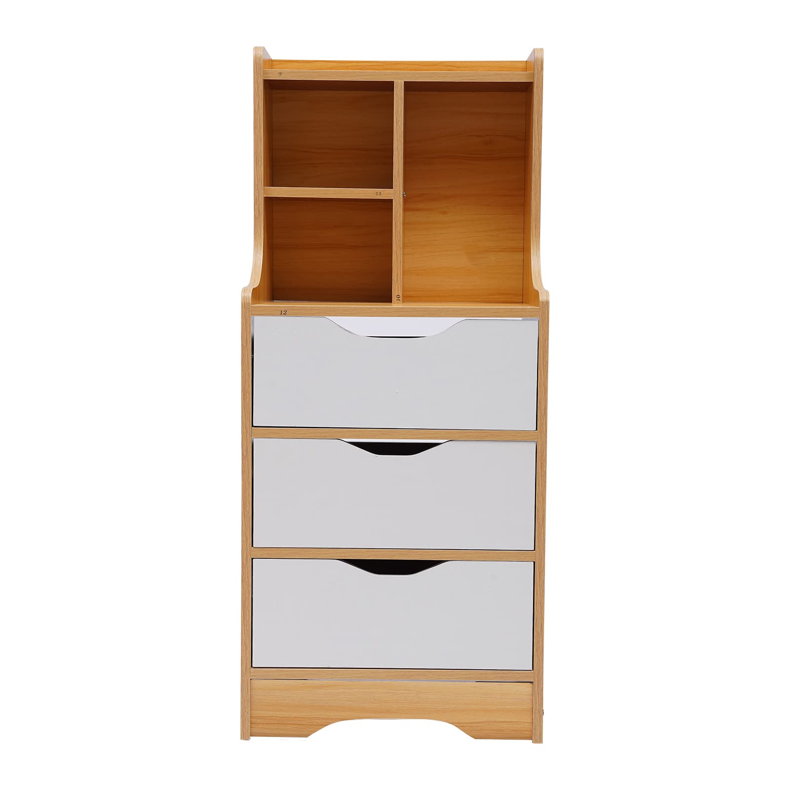 Modern Nightstand with 3 Drawers & Open Shelf Storage - Bedside Table for Bedroom, Dorm, Apartment - Easy Assembly Wooden Side Cabinet (Perfect for Storing Books, Lamps & Bedroom Essentials)