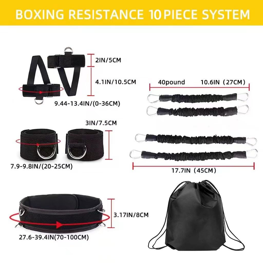 Boxing Resistance Bands - Full Body Workout Equipment for Strength & Agility Training | MMA, Volleyball, Basketball & Football Training Gear | Perfect for Home Gym, Sports Conditioning & Combat Fitness