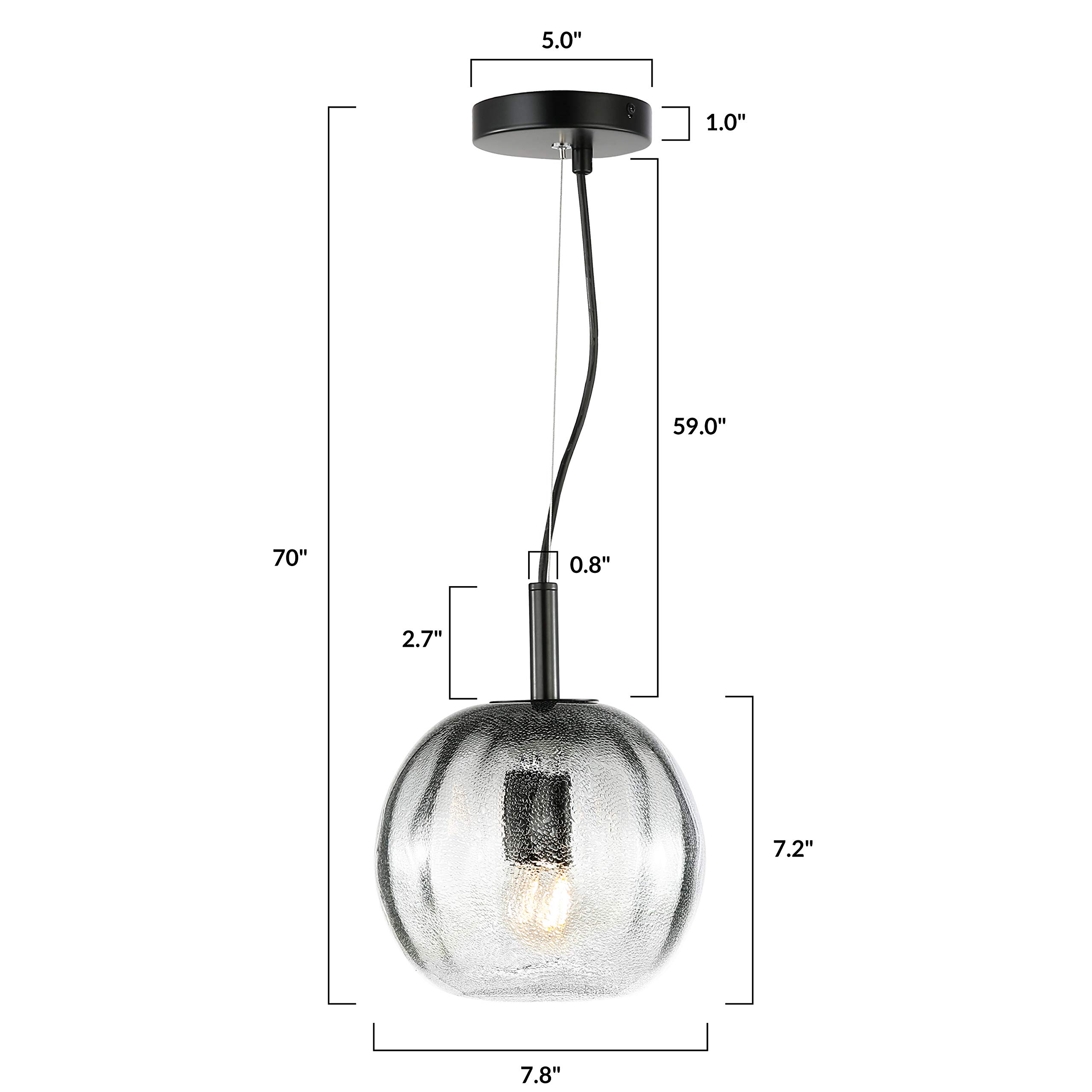 Light Society LS-C380-SMK Ravello Pendant Light Fixture - Smokey Glass Shade - Modern Ceiling Lighting for Dining Room, Kitchen Island & Bedroom Decor