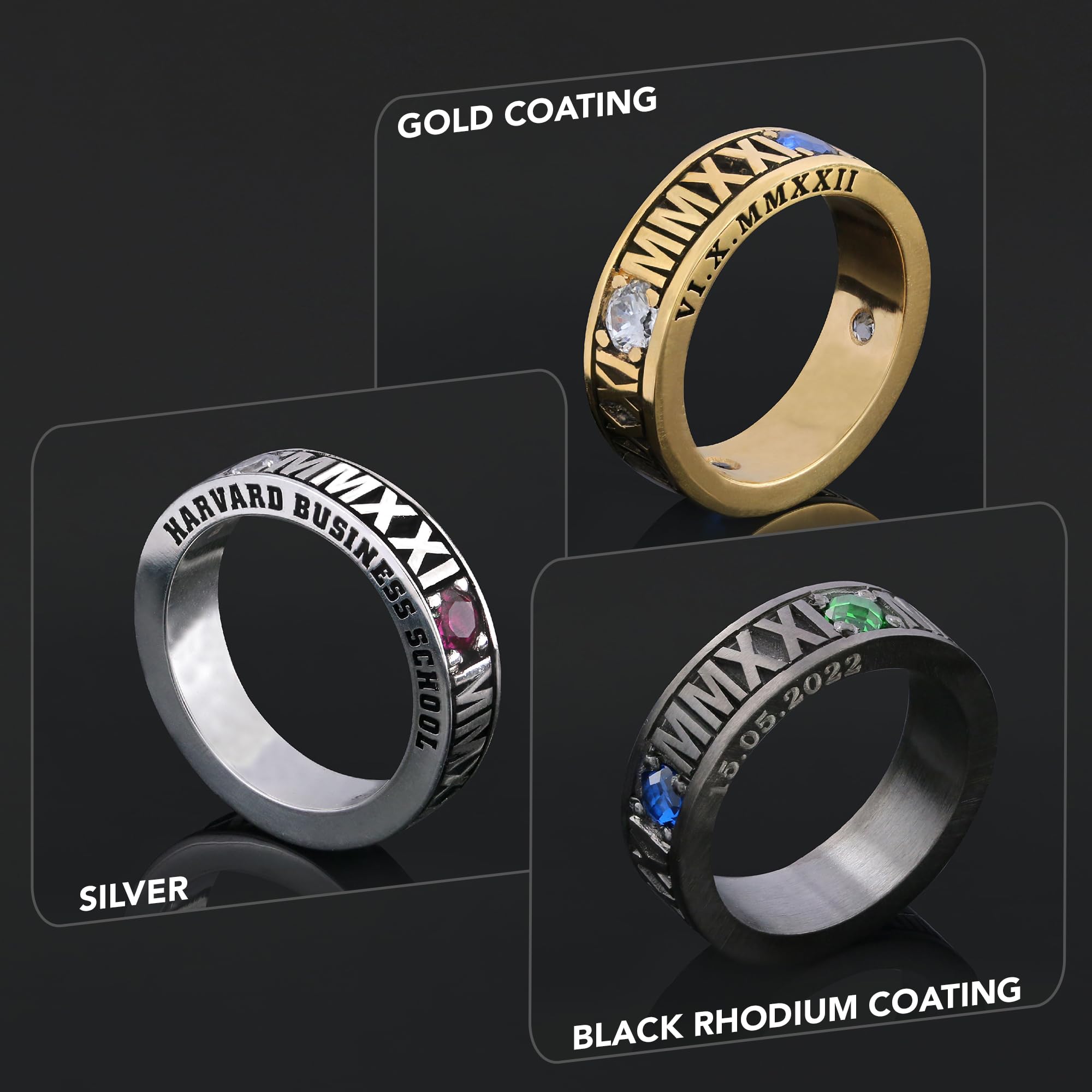 Roman Numeral Class Ring - Personalized School Ring for Graduation, Custom Engraved College Band Ring - Perfect Gift for Graduates & Alumni