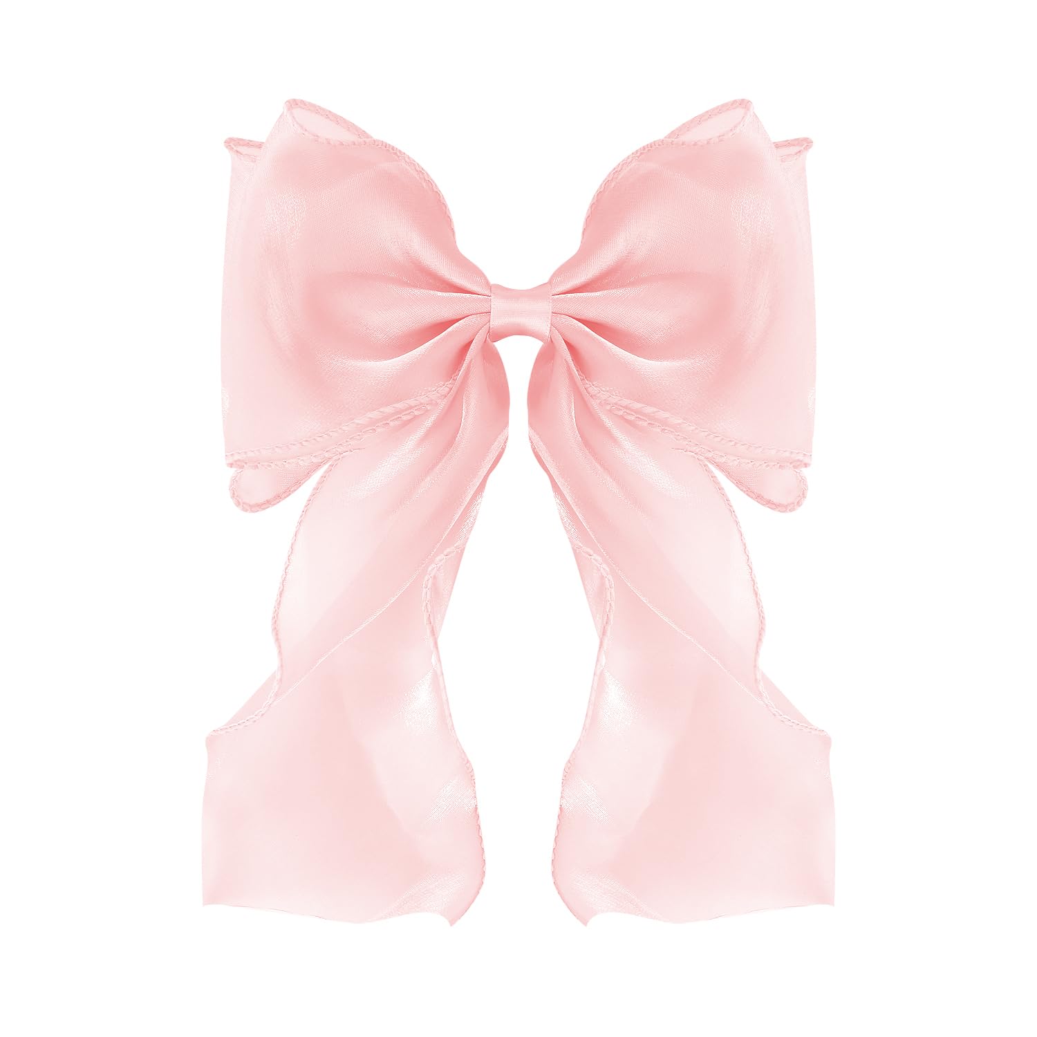 Pink Silk Hair Bows for Women - Elegant French Ribbon Hair Clips for Girls & Parties