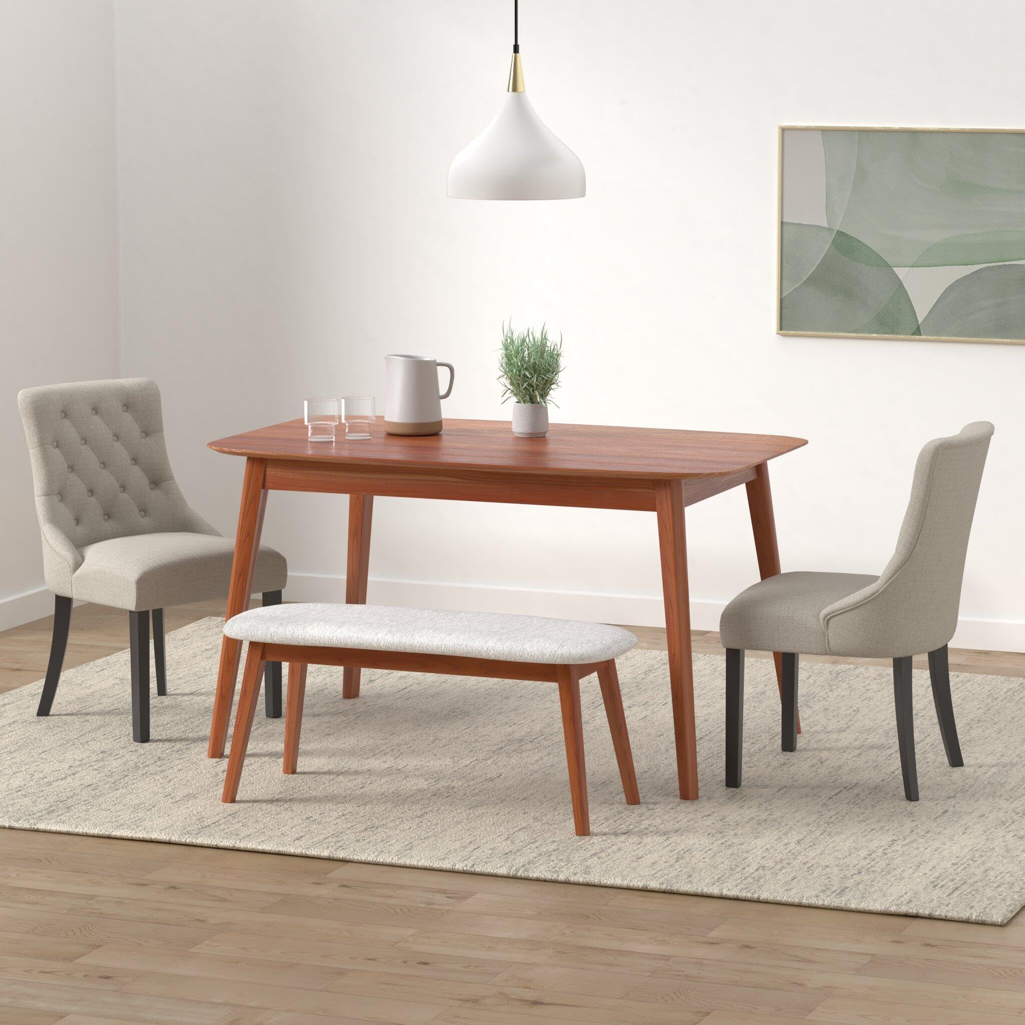 CHITA Farmhouse Tufted Dining Chairs Set of 2 - Modern Upholstered High Back Fabric Dining Room Chairs in Flax Beige - Perfect for Kitchen, Dining Room, and Farmhouse Decor