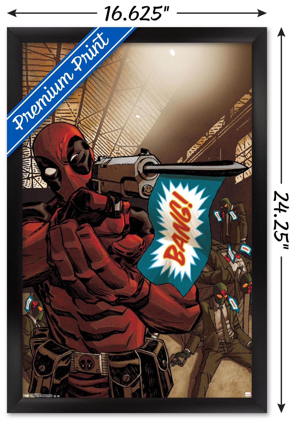 Marvel Comics Deadpool Bang Wall Poster - 14.725 x 22.375 Inches Black Framed Art Print | Perfect for Home Decor, Office & Gaming Room