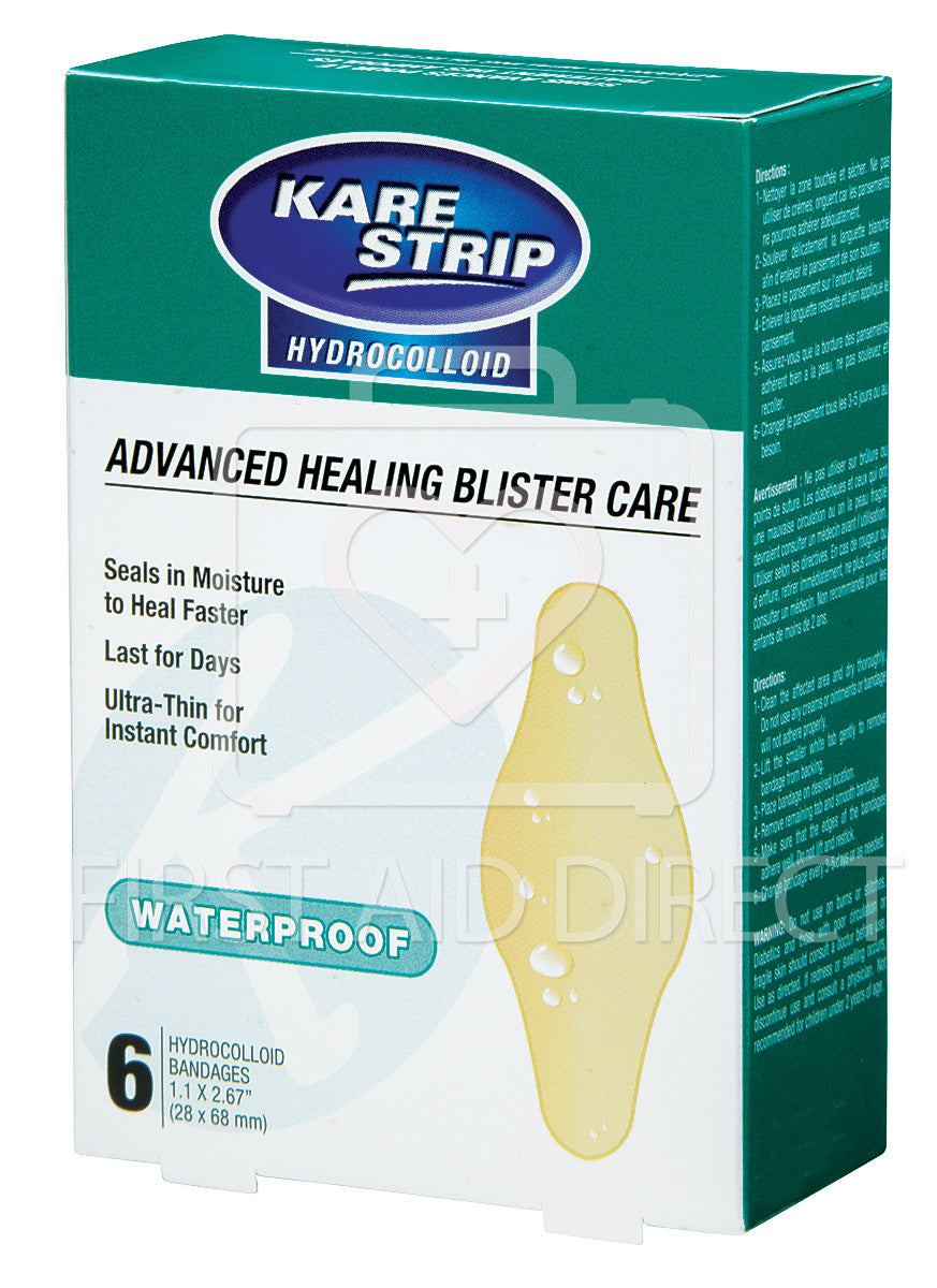 KARE STRIP Hydrocolloid Bandages 2.8 x 6.8 cm (6 Pack) - Wound Care for Blisters, Cuts & Burns - Ideal for First Aid Kits & Daily Protection