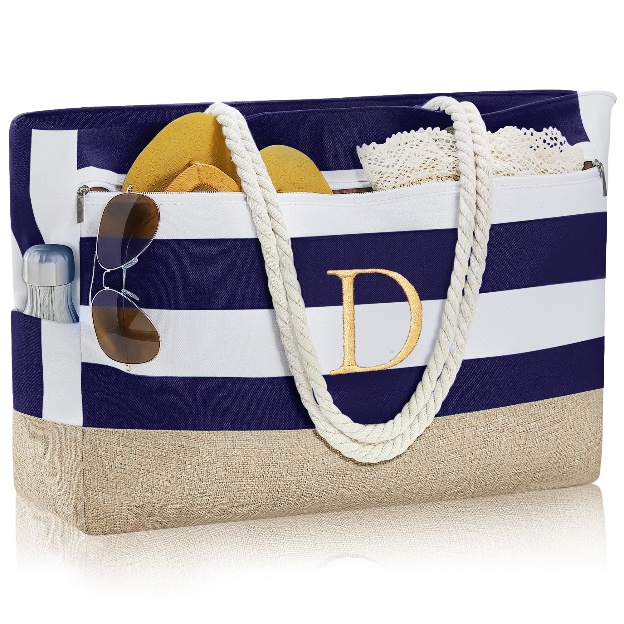 YOOLIFE Personalized Monogrammed Tote Bag for Women - Custom Initial Large Beach Tote, Perfect Travel Bag Gift for Mom, Wife & Best Friend | Great for Beach Trips, Shopping & Daily Use