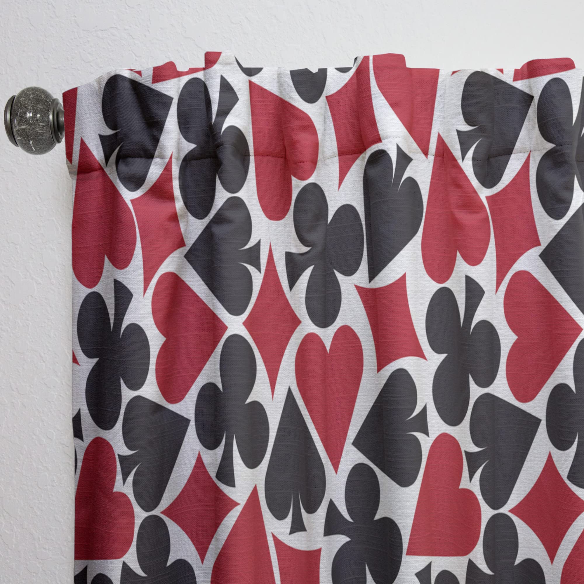 DesignQ Thermal Insulated Blackout Curtains - Playing Card Suit Pattern, 52x63 Inch Single Panel for Bedroom & Living Room - Energy Saving, Noise Reducing, Perfect for Home Theater & Nursery