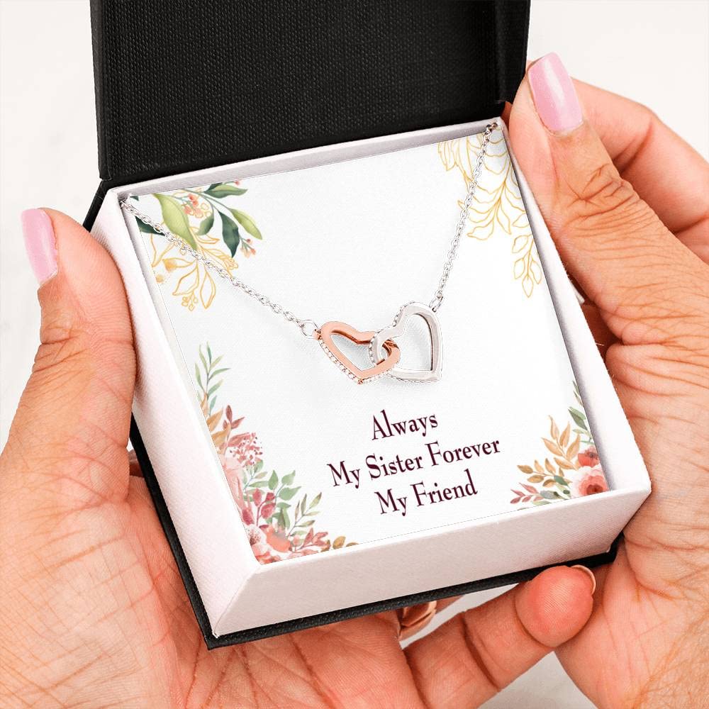 My Sister Forever Inseparable Love Pendant - 18k Rose Gold Necklace with 16
