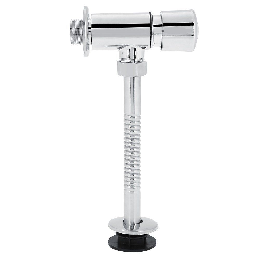 Wall Mounted Toilet Urinal Flush Valve - 0.8GPF Manual/Automatic Shutoff Button Type (Size A) | Durable Bathroom Plumbing Fixture for Commercial & Public Restrooms