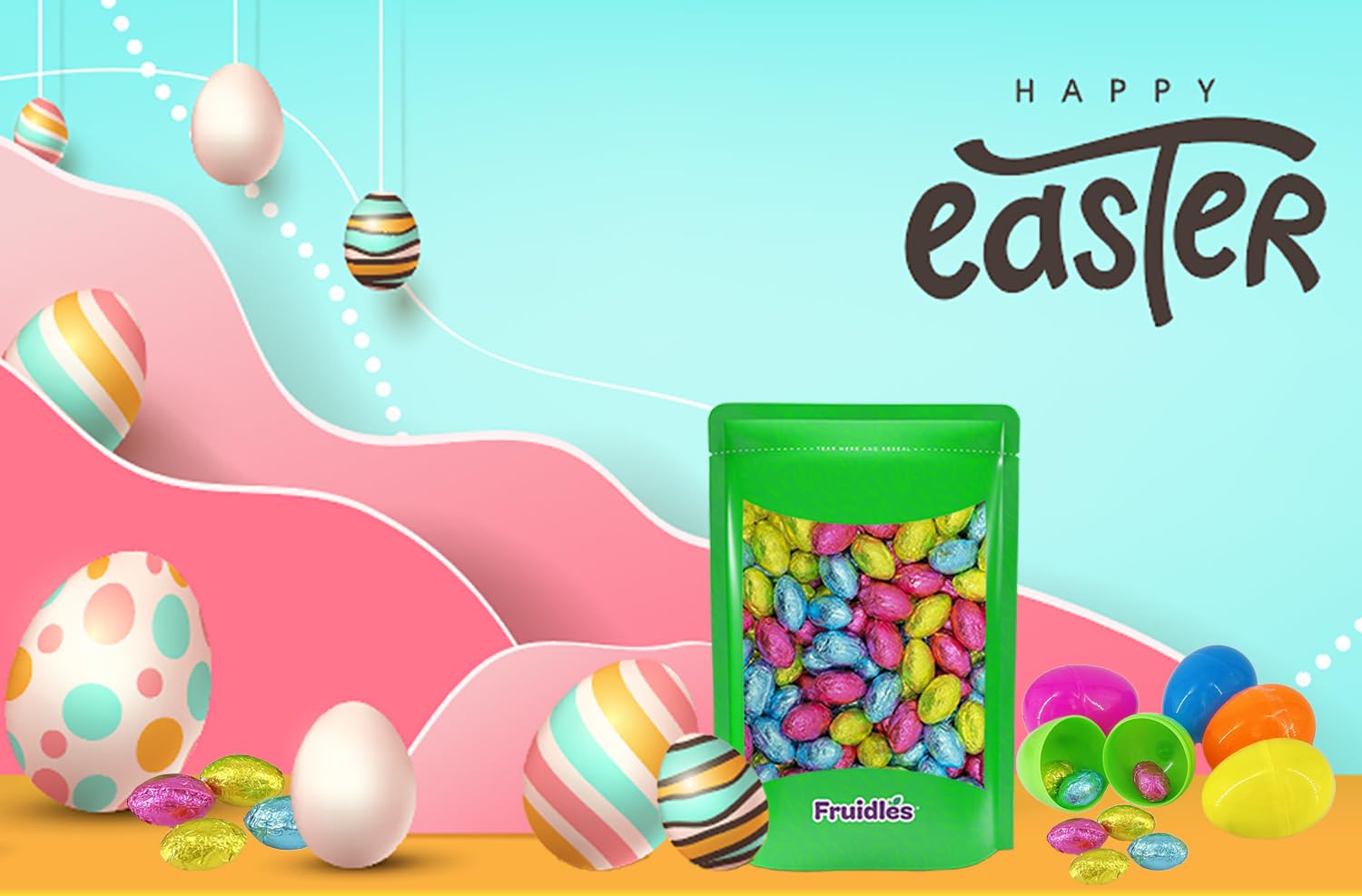 Easter Chocolate Eggs - Multicolored Foil Wrapped Milk Chocolate Treats - Kosher Certified, Half-Pound (Approx. 45 Pieces) - Perfect for Easter Baskets, Party Favors & Holiday Gifting