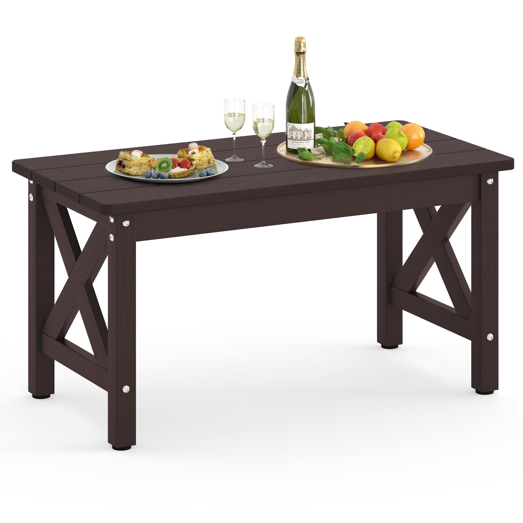 LUE BONA Outdoor Coffee Table for Patio - Rectangle HDPS All-Weather Espresso Patio Furniture - Perfect for Deck, Porch, Lawn & Garden Relaxation