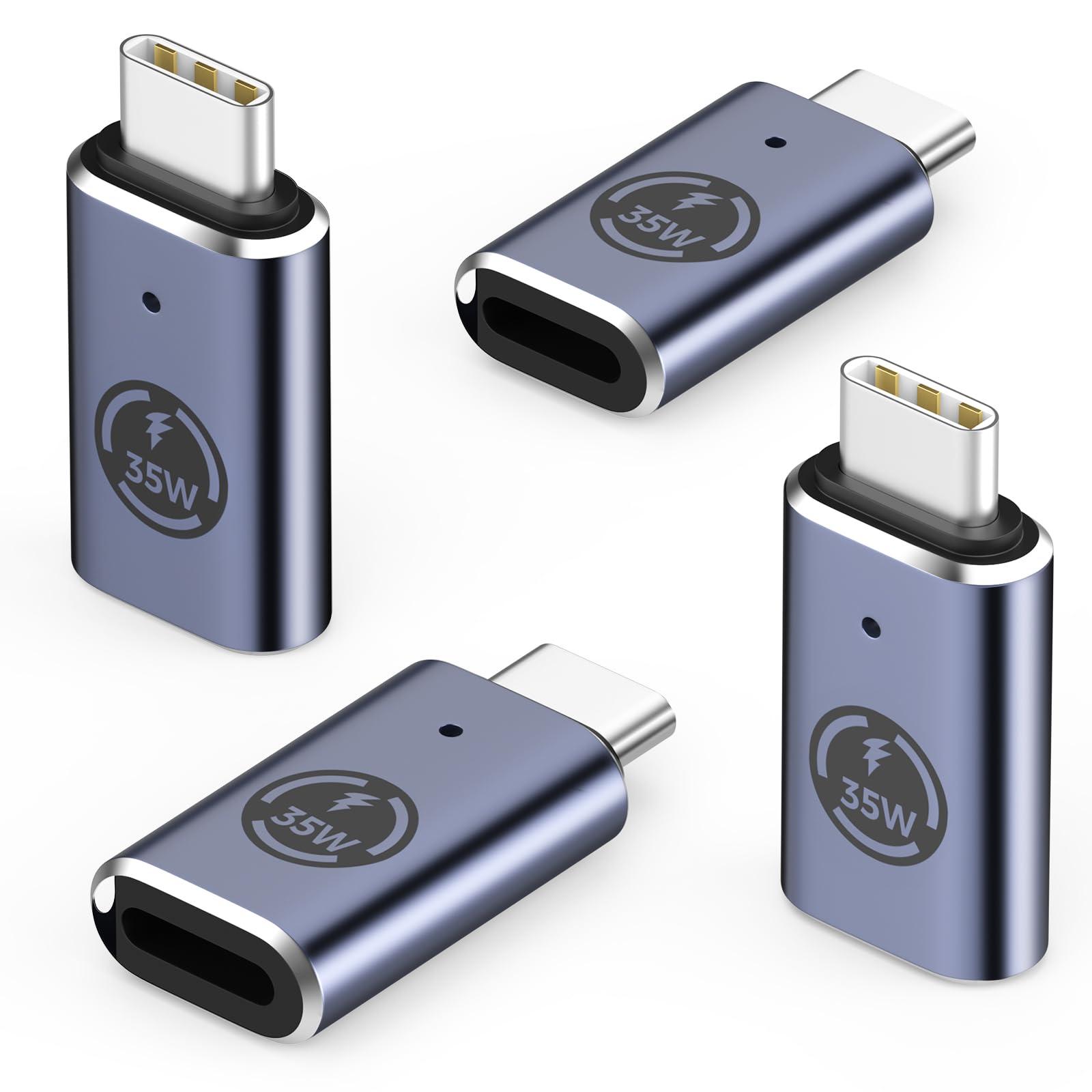 MoKo 4-Pack Lightning to USB C Adapter - Fast Charging Compatible with iPhone 15/16 Pro/Pro Max/Plus, Galaxy S24 - Gray 35W - Perfect for Travel, Home & Office Charging Solutions