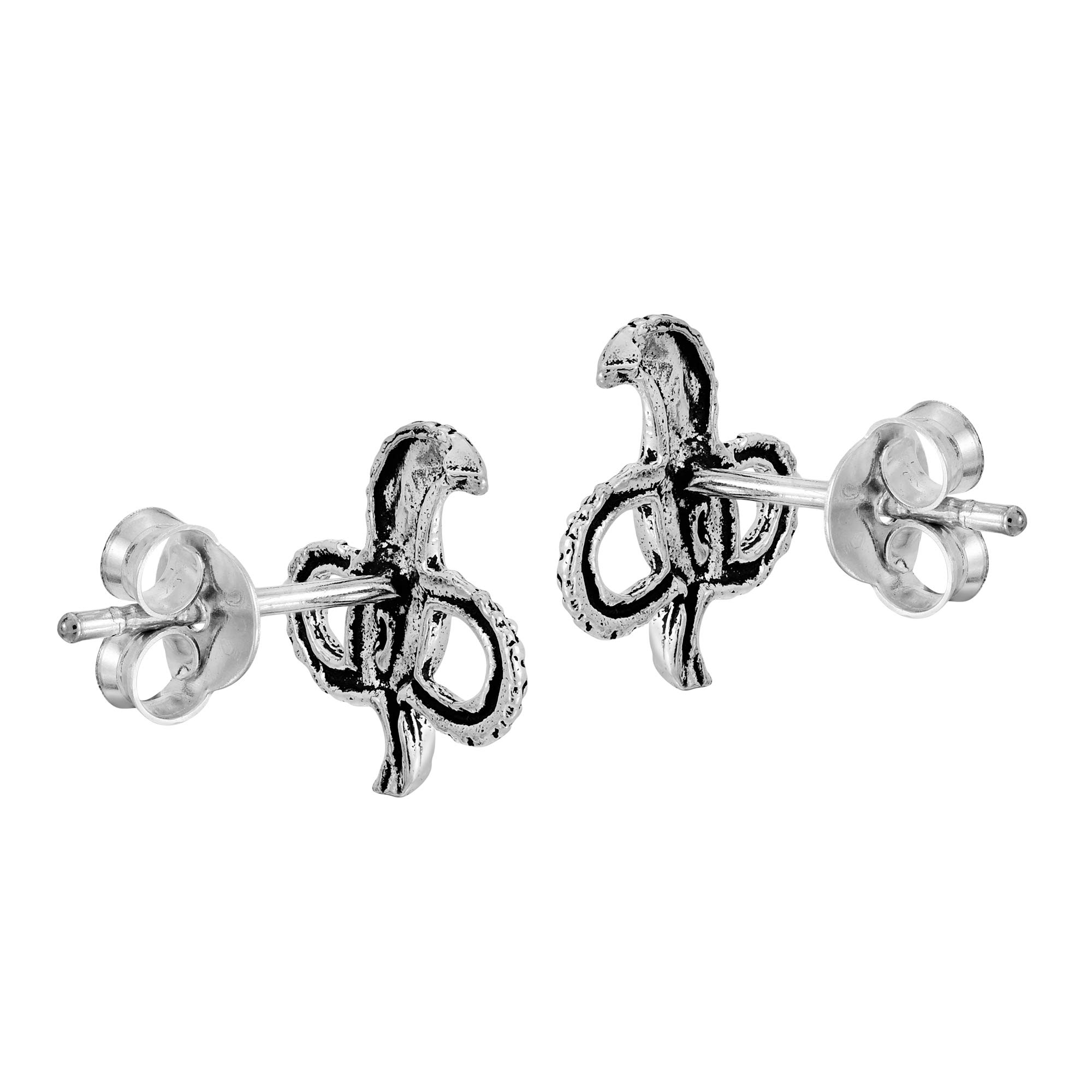 AeraVida Feisty Mini King Cobra Snake .925 Sterling Silver Stud Earrings for Women | Hypoallergenic Snake Jewelry | Unique Handmade Sterling Silver Earrings | Perfect for Parties, Gifts & Everyday Wear
