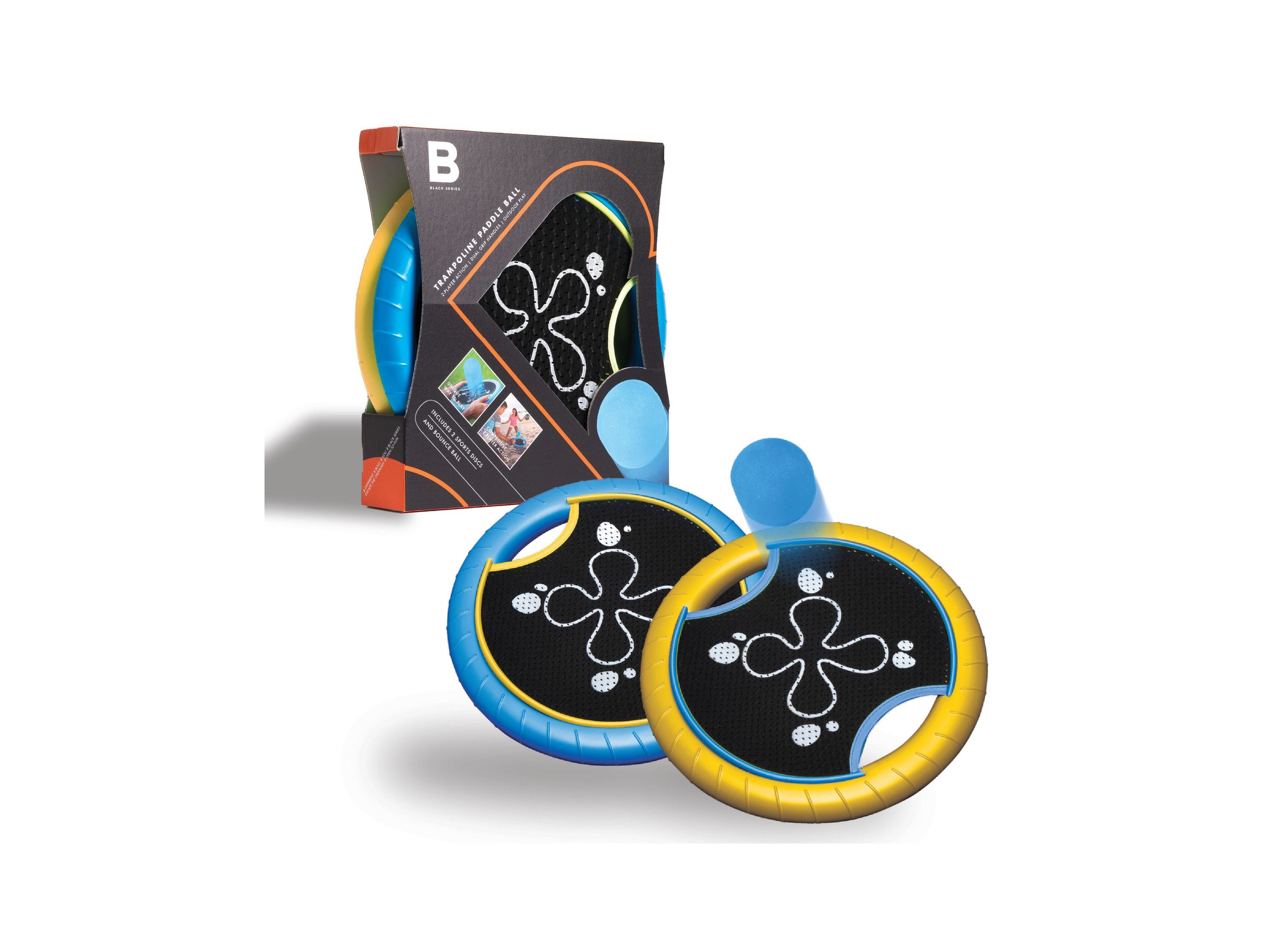 Black Series Trampoline Paddle & Flying Disc Set - 2-in-1 Outdoor Sports Game for Kids & Adults - Perfect for Backyard, Beach, Park Fun and Family Gatherings