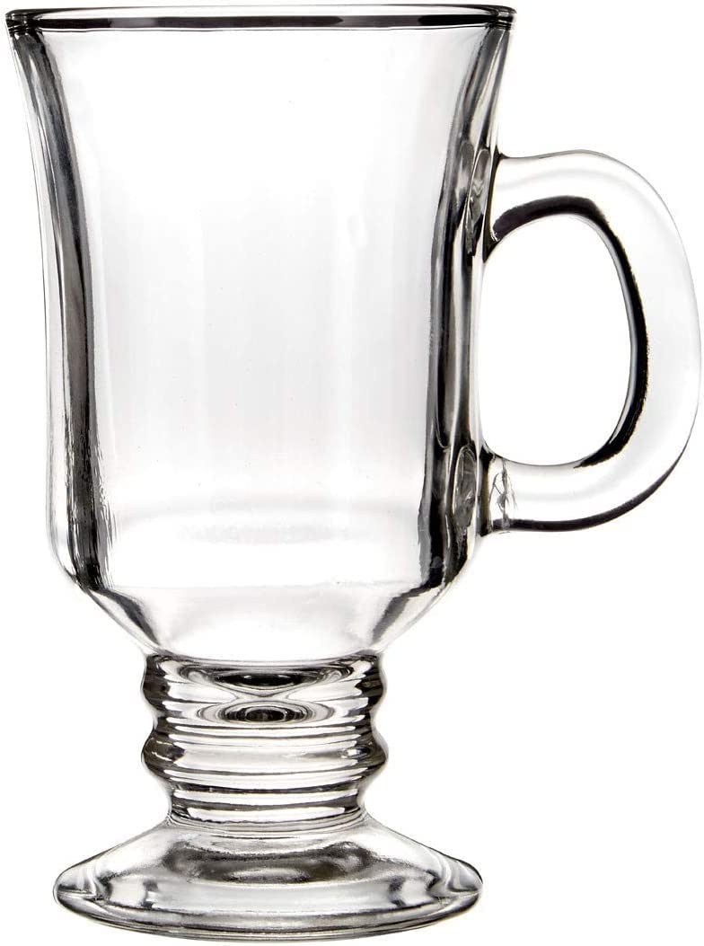 Irish Coffee Glasses 8oz (230ml) - Set of 12 Classic Heat-Resistant Glass Mugs - Perfect for Hot Coffee, Irish Cream, Cocktails & Home Bar Use