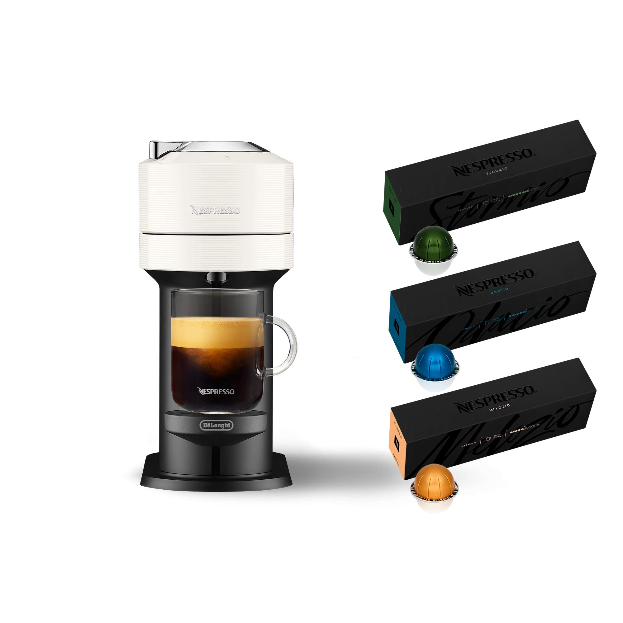 De'Longhi Nespresso Vertuo Next Single-Serve Coffee & Espresso Maker - Compact White Machine with One-Touch Brewing for Home, Office & Small Spaces - Perfect for Espresso, Lungo & Coffee Lovers