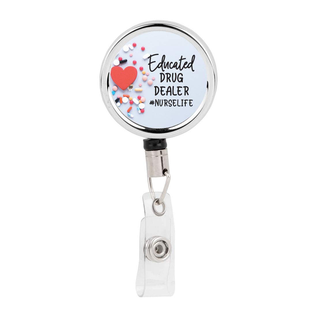 Retractable Badge Reel Holder with Heavy Duty Metal Clip - Professional ID Badge Reel for Nurses, Doctors, Medical Staff & Pharmacy Workers - Perfect for Hospitals, Clinics & Healthcare Facilities