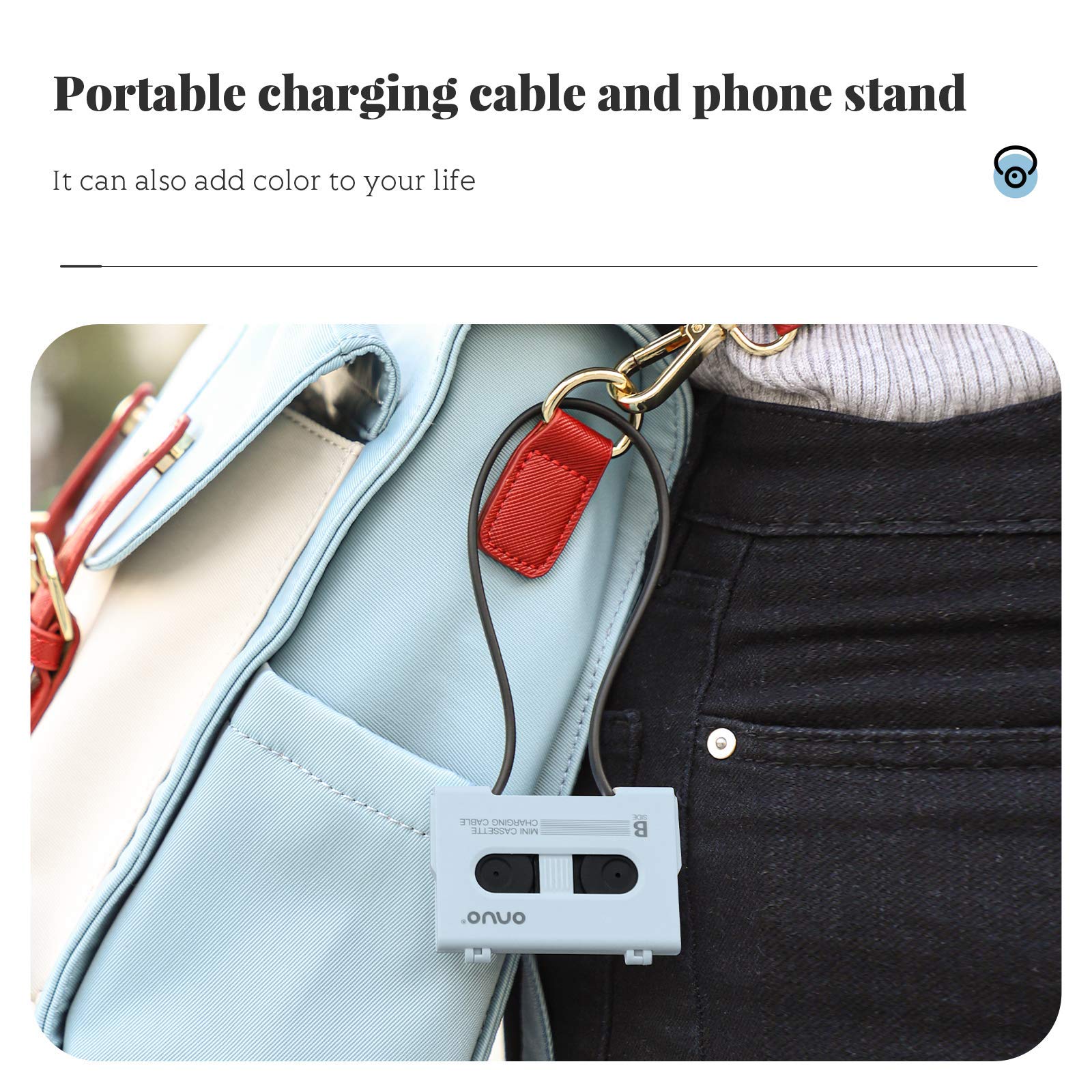 USB-C to USB-A 2.0 Cable with Stand | Portable Charging for Phones & Tablets