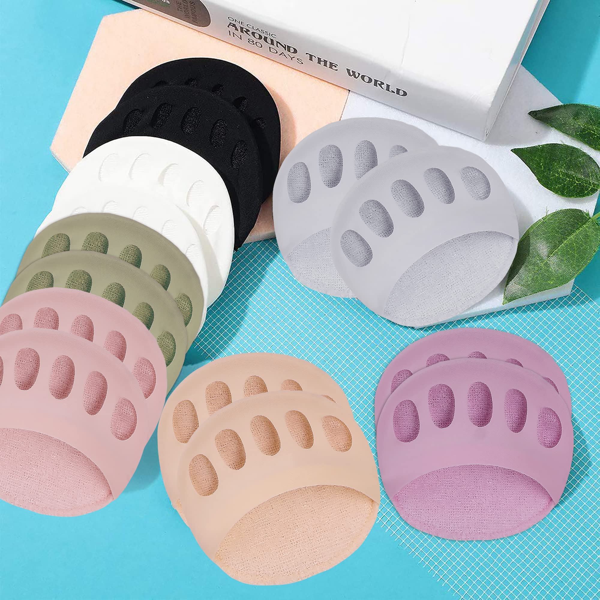 Honeycomb Metatarsal Pads for Women & Men - 6 Pairs Reusable Ball of Foot Cushions, Soft Invisible Socks for Pain Relief & Prevention - Perfect for High Heels, Running, and Long Hours Standing
