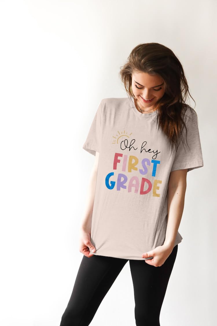 First Grade Teacher T-Shirt for Women - Back to School Letter Print Top, Teacher Appreciation Gift, Short Sleeve Blouse | Perfect for Classroom Teaching, Teacher Week, and School Events