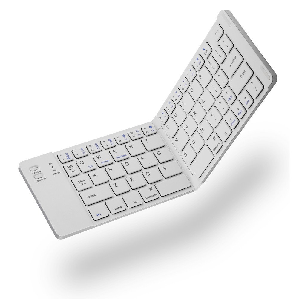 Foldable Bluetooth Keyboard with Magnetic Stand & Protective Case - Wireless Portable Keyboard for iOS, Android, Windows Tablets, Smartphones, Laptops - Perfect for Travel, Office & Home Use