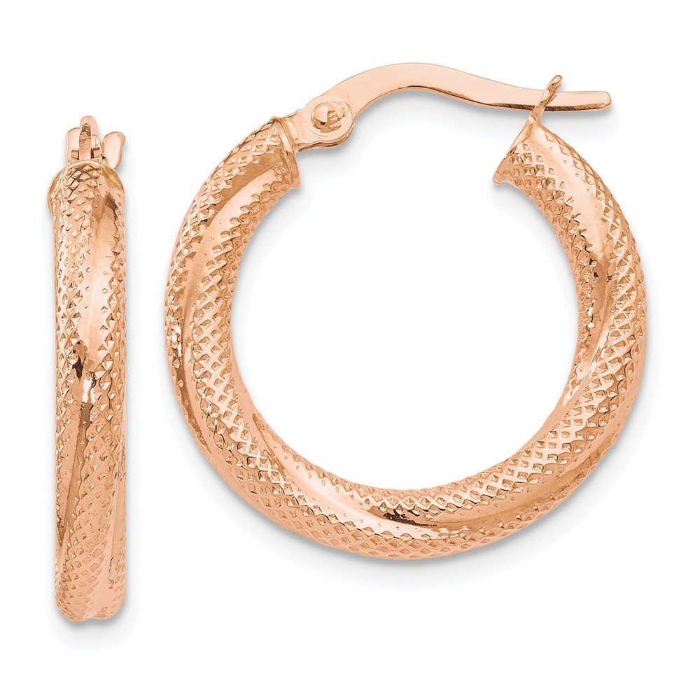 10K Rose Gold Textured Hinged Hoop Earrings for Women | Elegant Everyday Jewelry | Perfect for Work, Date Night & Special Occasions