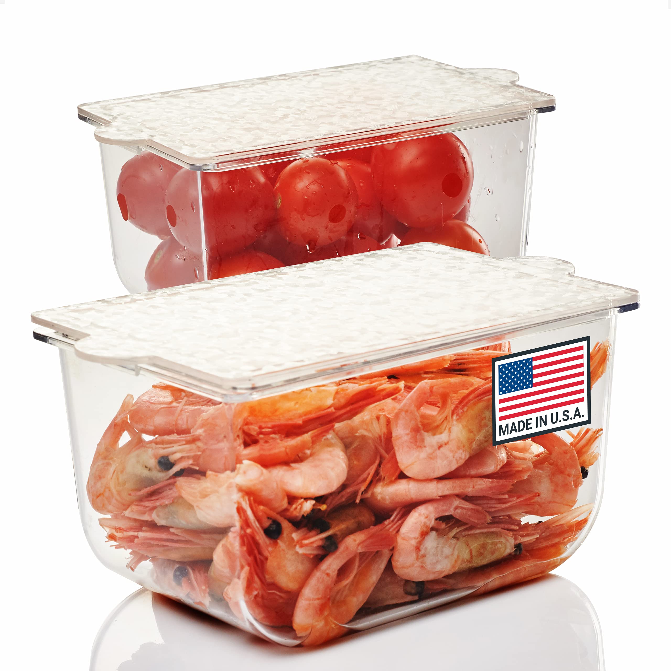 2-Pack Small Condiment Storage Containers with Lids | Refrigerator & Pantry Organizers | Dishwasher Safe, BPA-Free | Perfect for Sauces, Dressings & Spices | Made in USA