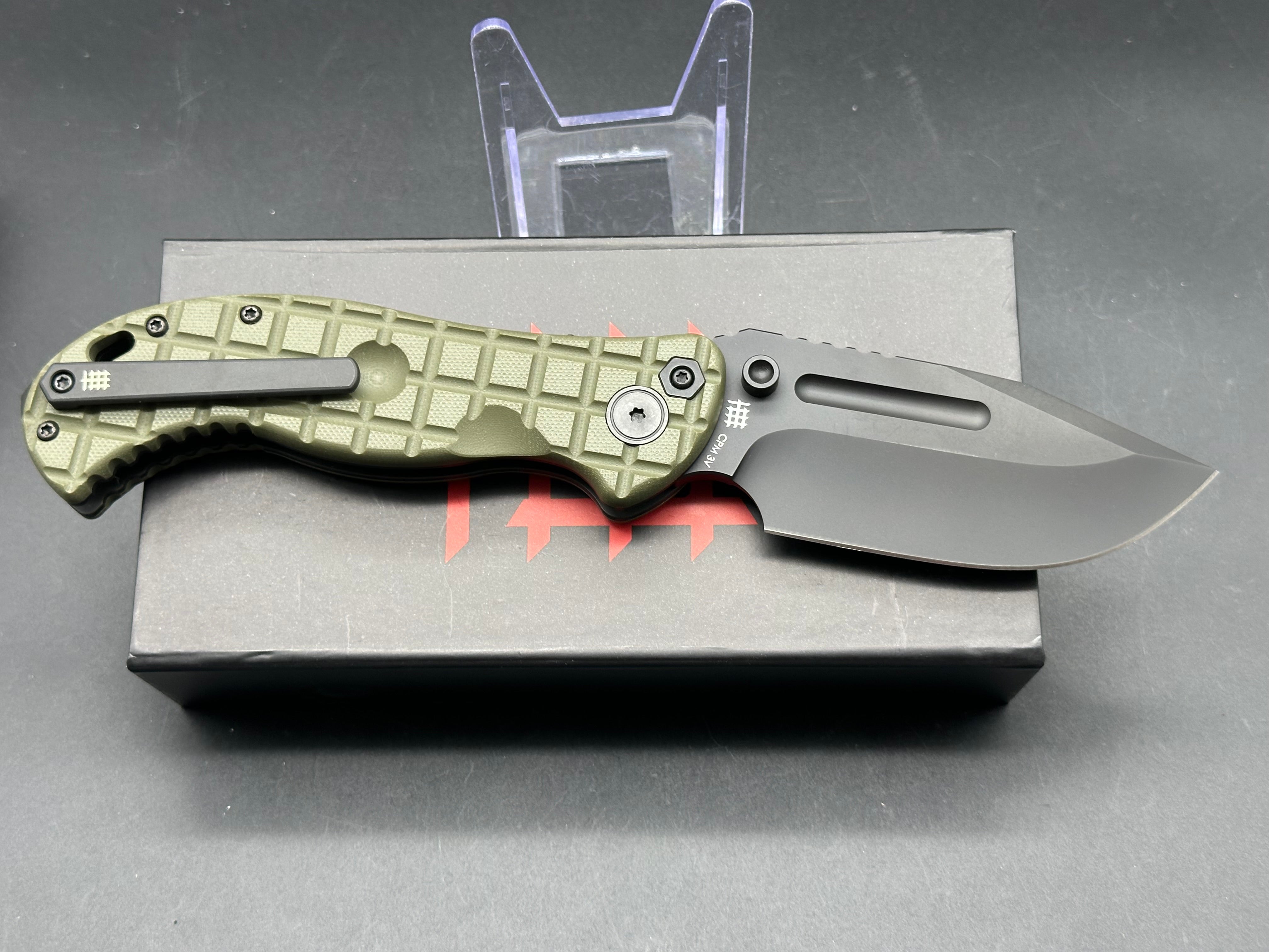 Halfbreed Blades LBF 01 Large Bush Folder Gen 2 - Green G10 Scales with CPM 3V Steel Blade - Outdoor Survival, Camping, Hunting, EDC Knife
