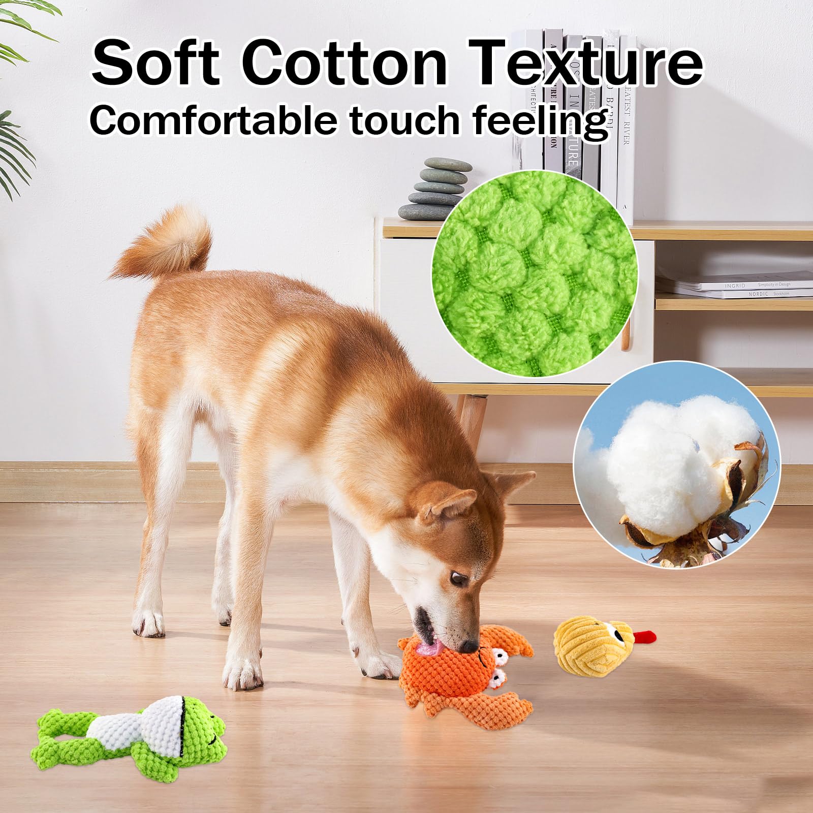 4 Pack Squeaky Dog Toys - Soft Plush Chew Toys for Puppies & Small to Medium Dogs - Interactive Teething Relief & Playtime Fun - Perfect for Indoor, Outdoor & Training Use