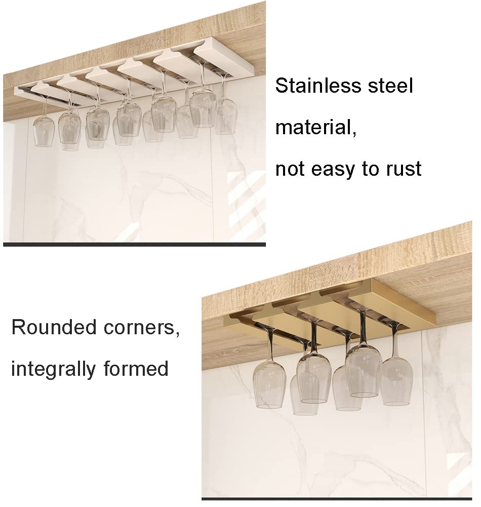 **Black 4-Slot Under Cabinet Wine Glass Rack - Metal Stemware Holder for Bar & Kitchen - Wall Mounted Hanging Organizer - Perfect for Wine Storage & Glass Display**
