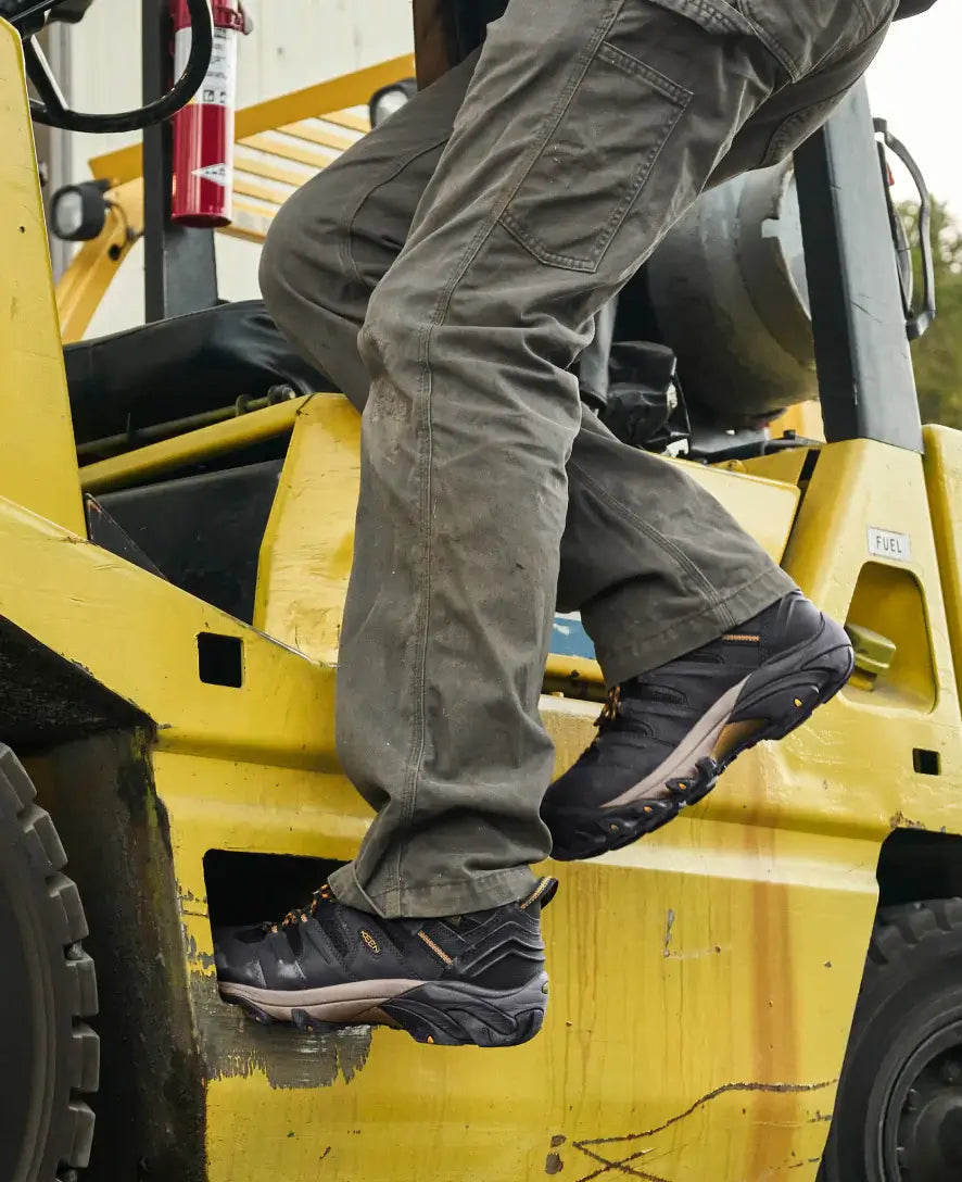 **Keen Lansing Steel Toe Work Boots - Waterproof, Safety Toe, Raven/Tawny Olive - Ideal for Construction, Warehouse & Outdoor Work**