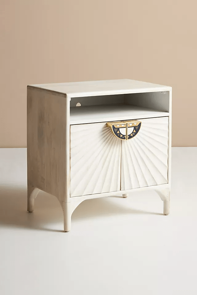 Hand Carved Daybreak Nightstand - Solid Wood Bedside Table with Drawer | Rustic Bedroom Furniture for Home Decor & Storage