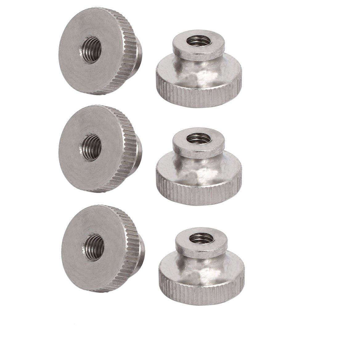 uxcell 6Pcs M6x1mm 304 Stainless Steel Knurled Thumb Nuts - Silver Round Knobs Fastener for 3D Printer Parts & DIY Projects | Durable Hardware for CNC Machines, Furniture Assembly, and Mechanical Repairs
