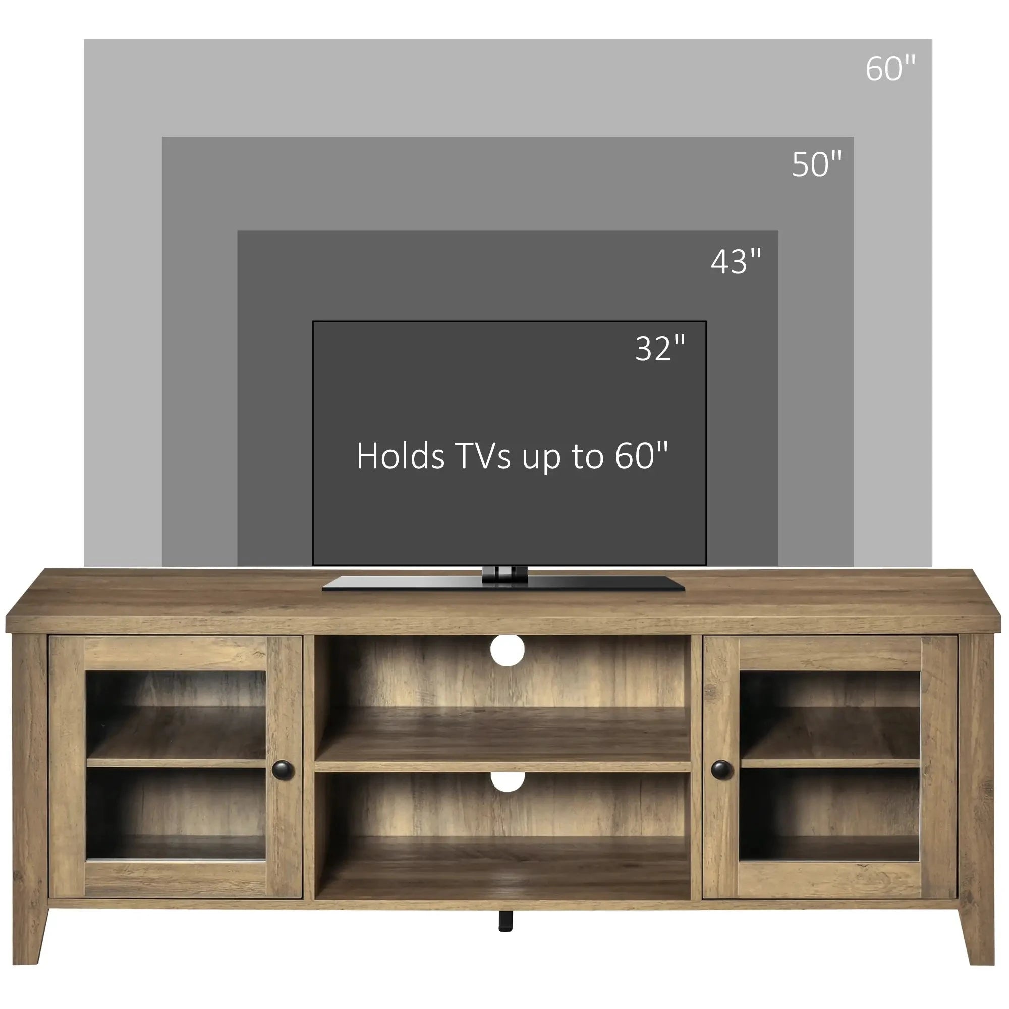 Modern TV Stand for Up to 60 Inch TVs - Sturdy Wooden Entertainment Center with Storage Shelf (Black/White/Walnut) - Perfect for Living Room, Bedroom & Home Theater Setup