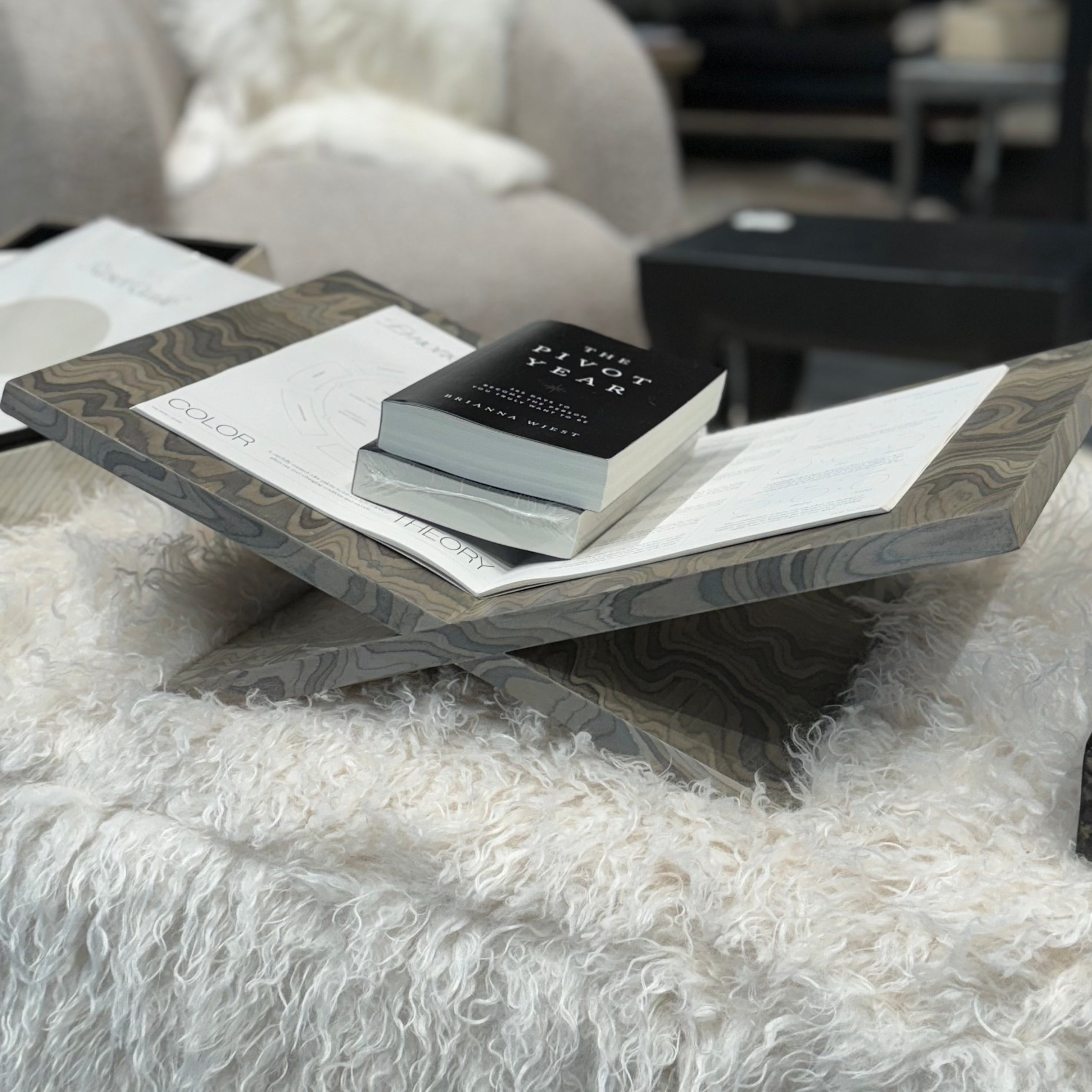 Arlo Book Holder - Marbleized Gray Veneer Stand for Reading, Studying & Display - Adjustable Height & Multiple Options - Perfect for Home, Office & Library Use