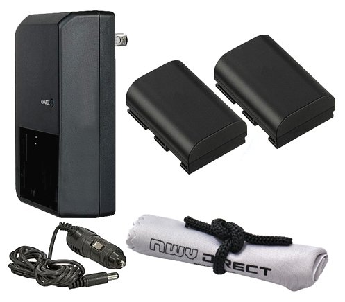 Canon EOS 5D Mark IV DSLR Camera Battery Pack (2-Pack) with Fast Charger & Microfiber Cleaning Cloth - High Capacity Li-ion Battery for Professional Photography, Travel & Outdoor Shooting