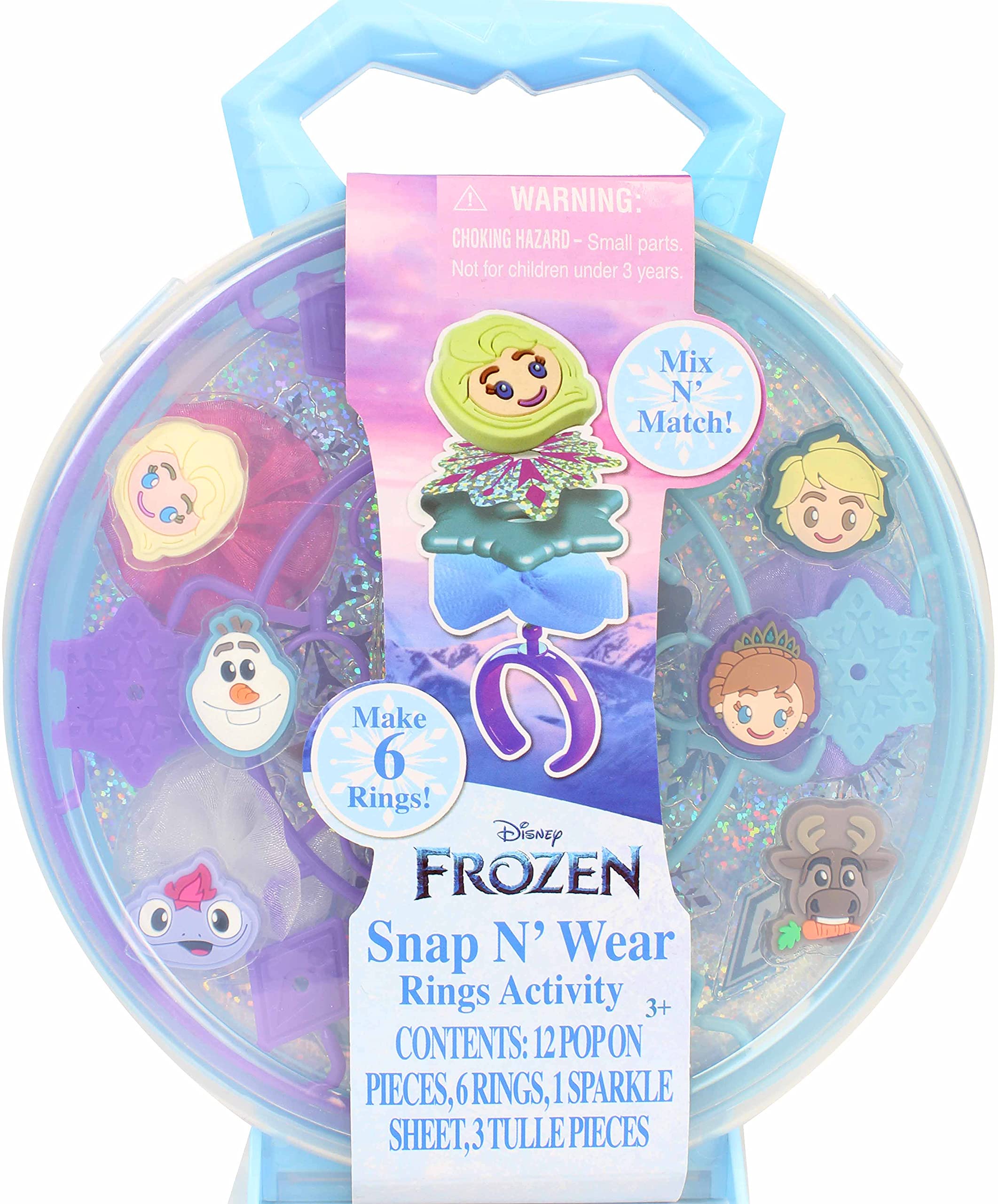 Frozen Snap N Wear Rings for Kids - Disney Princess Jewelry Set - Perfect for Dress Up, Pretend Play & Birthday Gifts