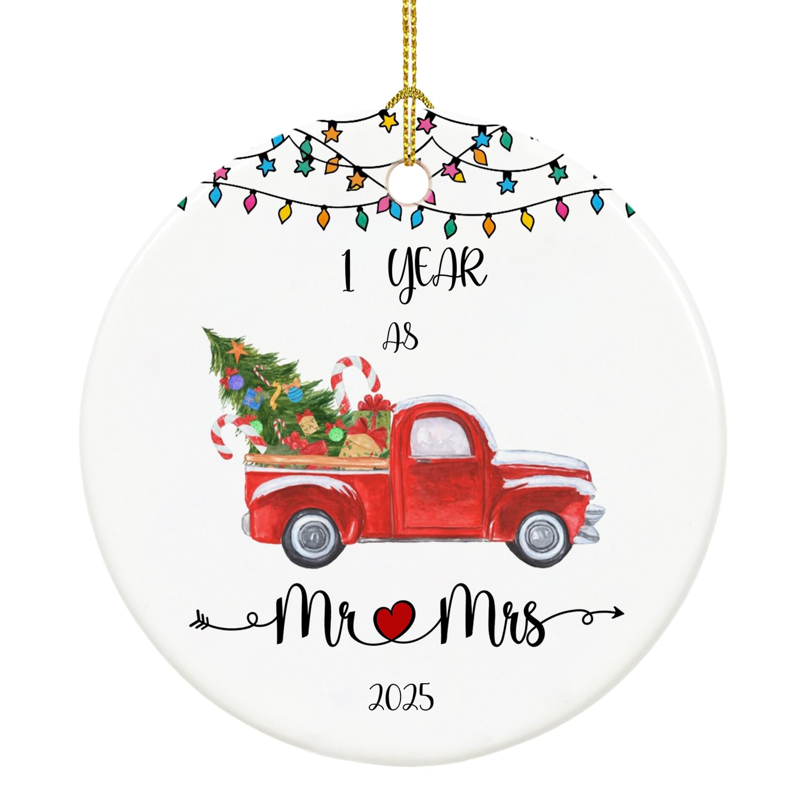 1st Anniversary Ornament 2025 - Personalized Mr & Mrs Keepsake Gift for Couples | Paper Themed 1 Year Wedding Gift for Home Decor, Christmas Tree & Romantic Celebrations