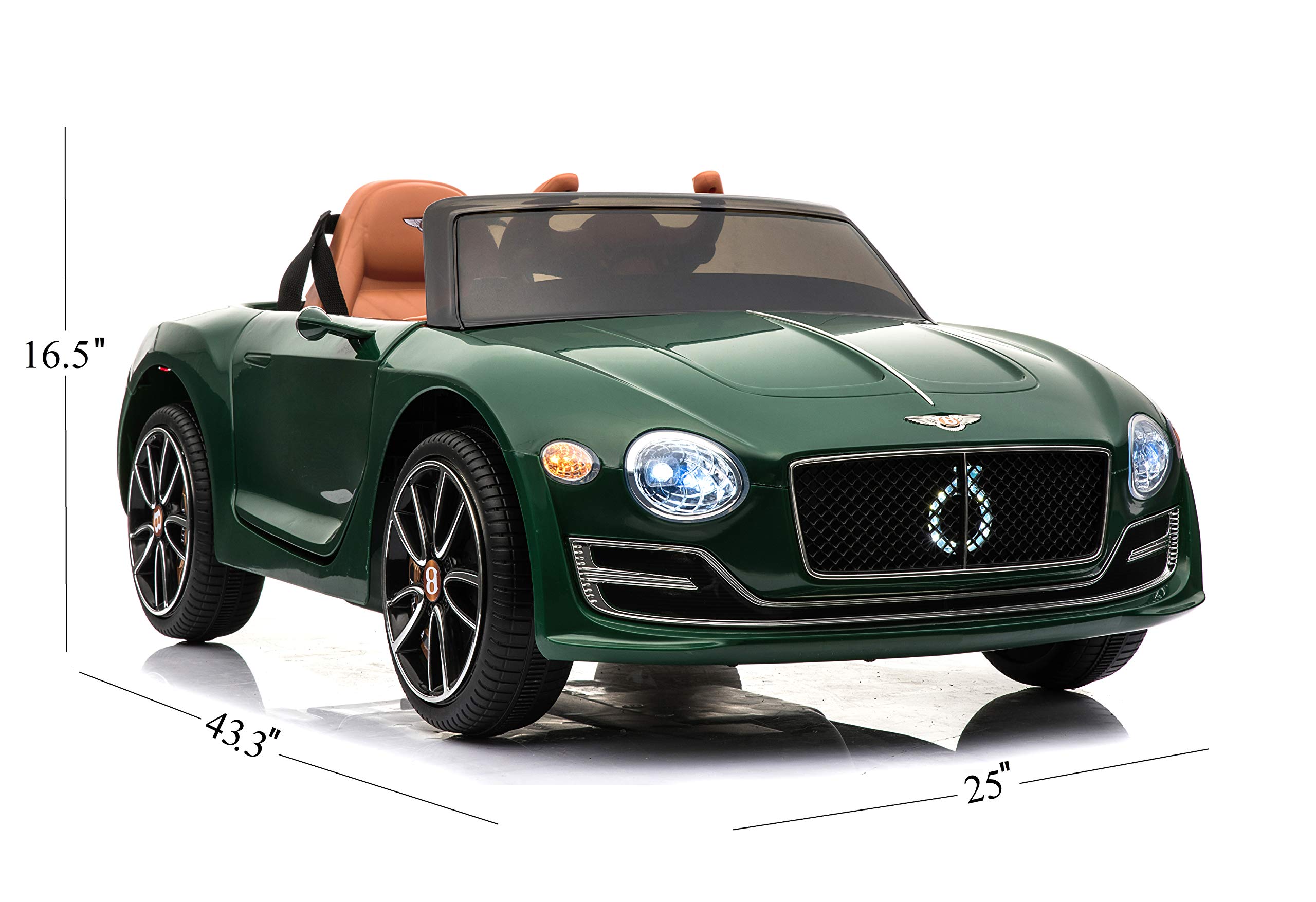 Bentley EXP12 Kids Ride-On Toy Car - 12V Battery Powered Electric 4-Wheeler with Parent Remote Control, Foot Pedal, 2 Speeds, Music, AUX & LED Headlights - Green Luxury Toy Vehicle for Boys & Girls - Perfect for Birthday Gifts, Outdoor Play & Pretend Driving Fun