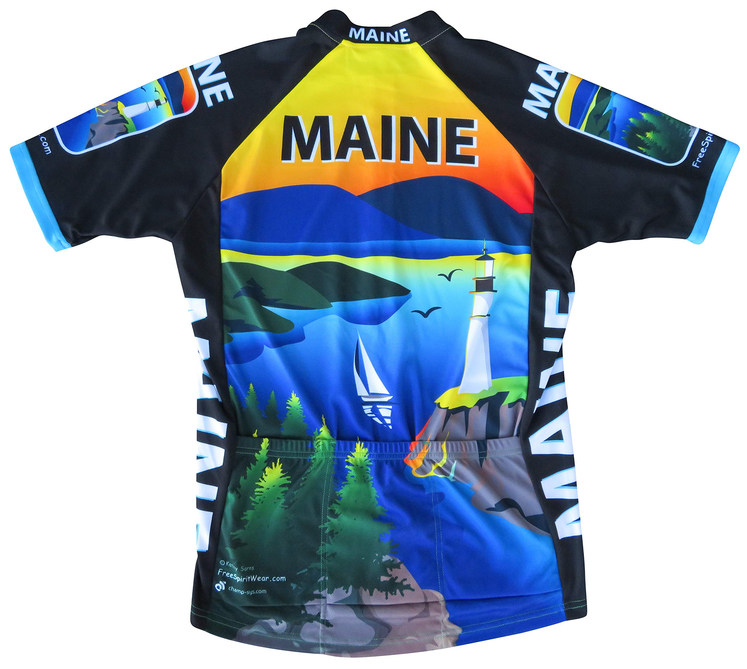 Free Spirit Wear Maine Cycling Jersey - Breathable & Comfortable Bike Shirt for Men & Women - Perfect for Road Biking, Mountain Cycling & Outdoor Adventures