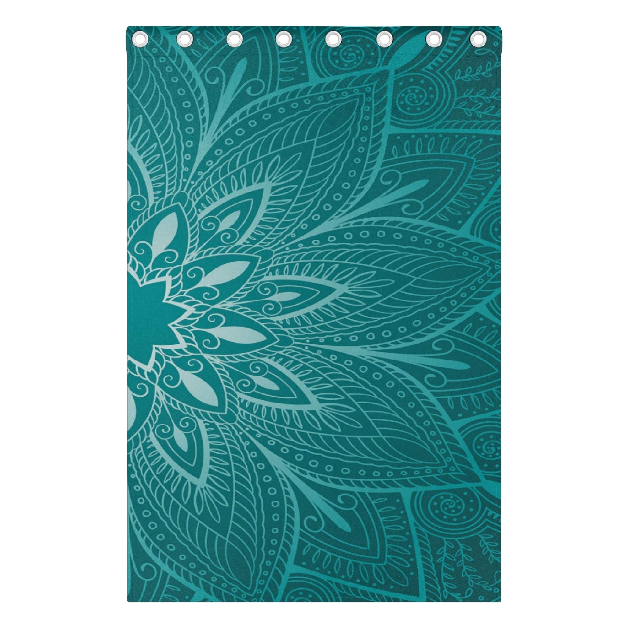 Blackout Curtains 2 Panels - Teal Mandala Floral Room Darkening Window Drapes with Grommets, 72 Inch Length for Bedroom & Living Room | Perfect for Light Blocking, Privacy & Home Decor