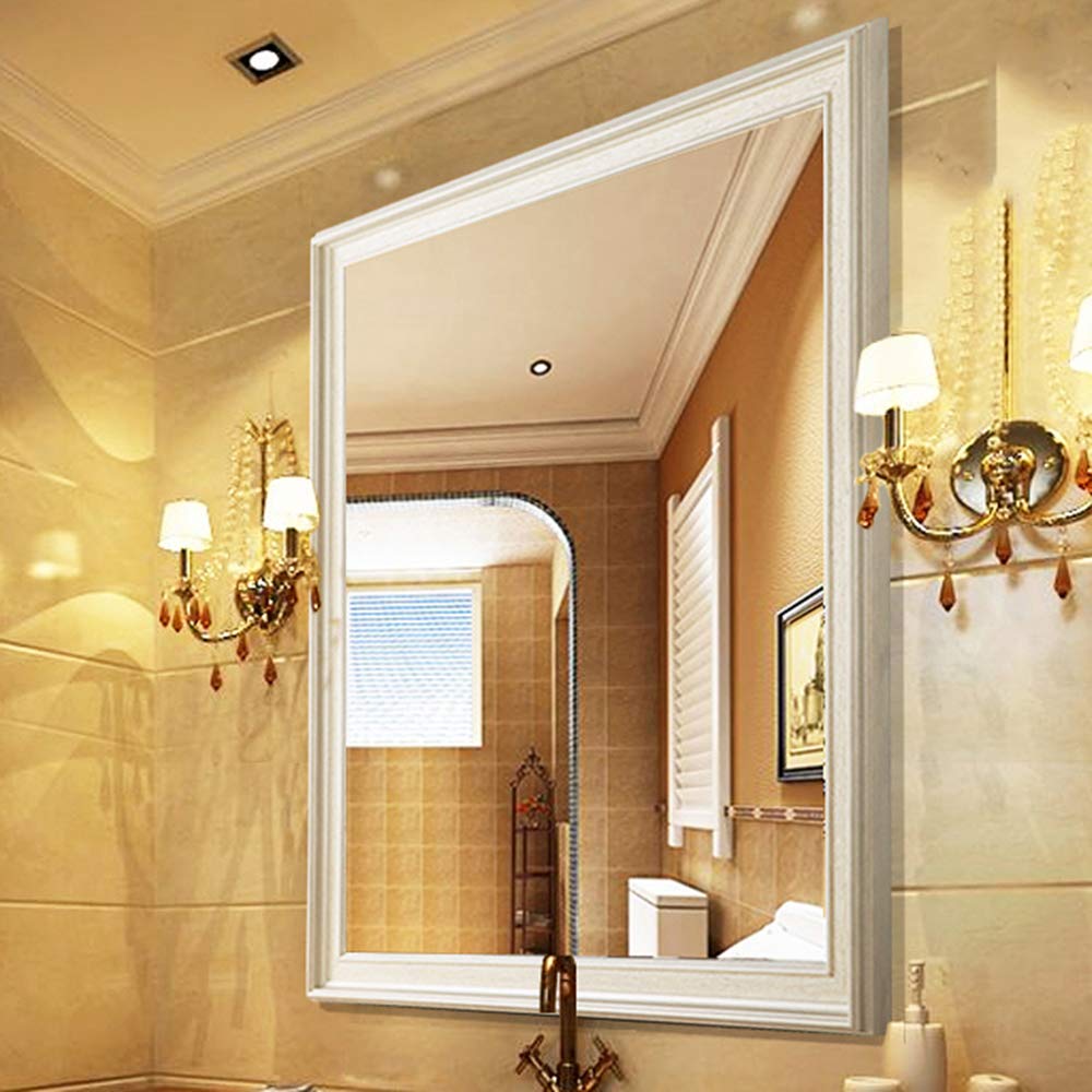 LED Bathroom Mirror with Lights - Waterproof Wall-Mounted Makeup Mirror for Vanity, Dressing & Home Decor (Square Design in Blue, Walnut & Oak White) - Perfect for Bathrooms, Bedrooms & Dressing Areas