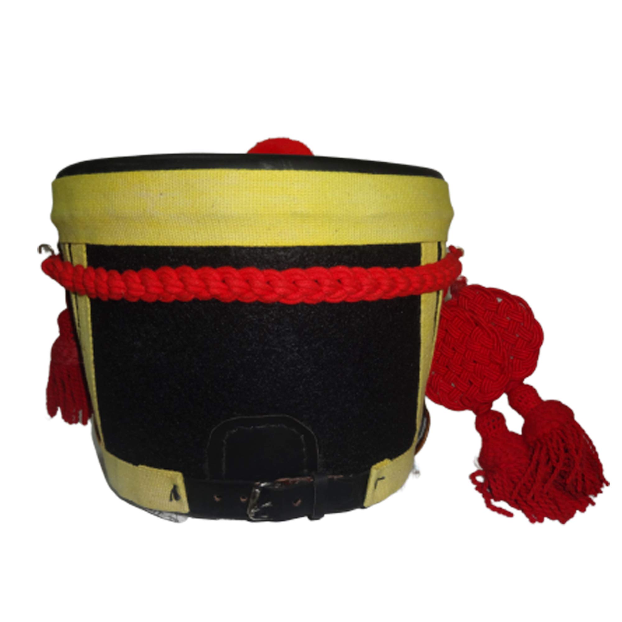 Authentic French Napoleonic Shako Helmet Replica with Black Felt, Red Pompom & Braid - Military Costume Accessory for Historical Reenactments, Theater Performances and Cosplay Events
