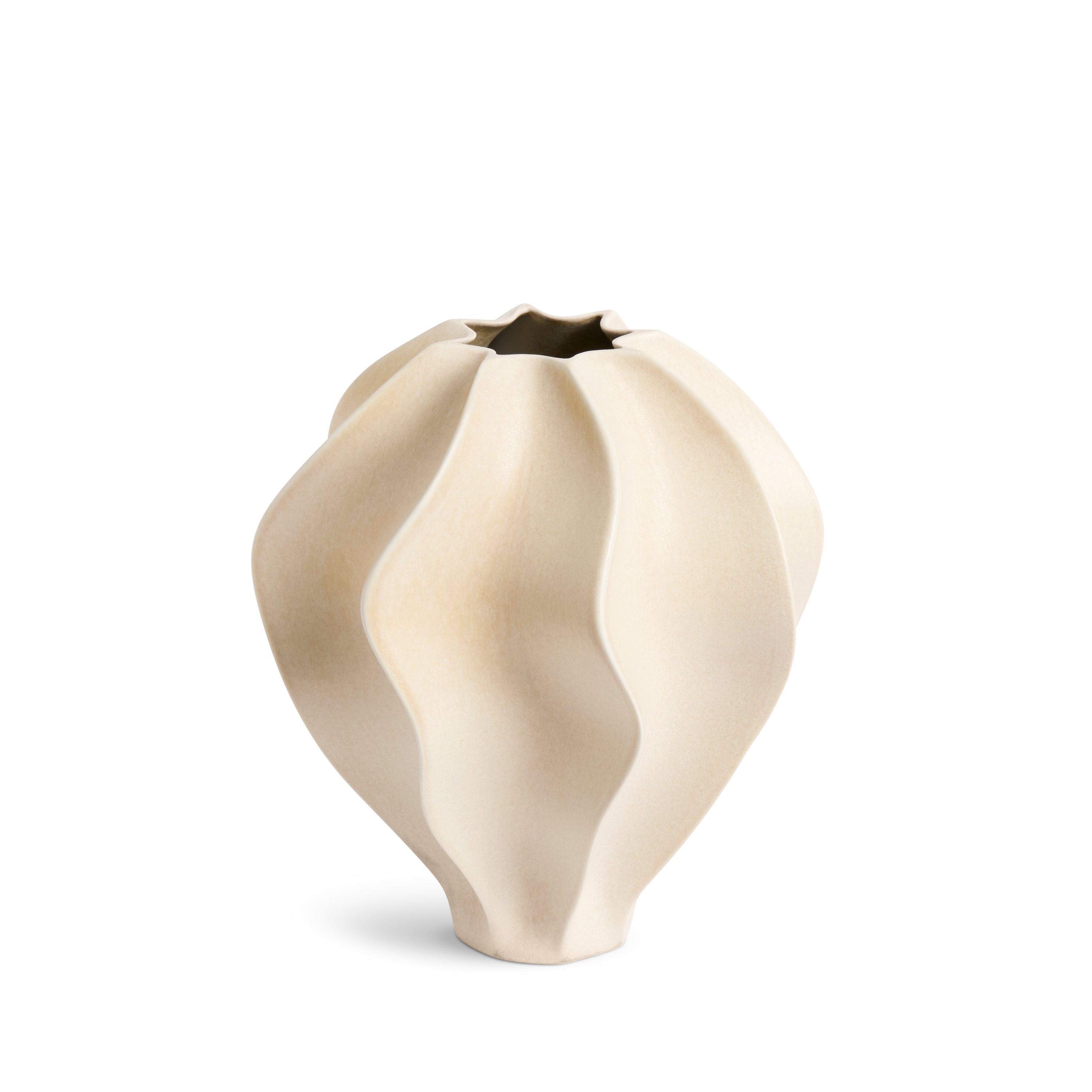 Douro Vase in Oat Color - Medium Size Ceramic Home Decor for Living Room, Dining Table & Office Desk