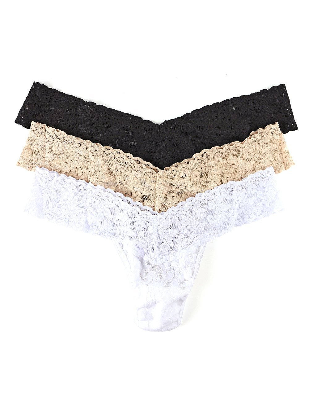 Hanky Panky 3-Pack Stretch Lace Low Rise Thongs for Women - Soft Comfortable Underwear for Everyday Wear & Special Occasions