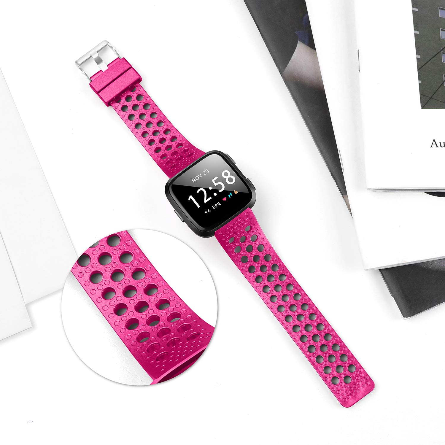 Breathable Sport Strap Bands Compatible with Fitbit Versa - Replacement Watch Bands for Women & Men (Small/Large) - Perfect for Workouts, Running & Daily Wear