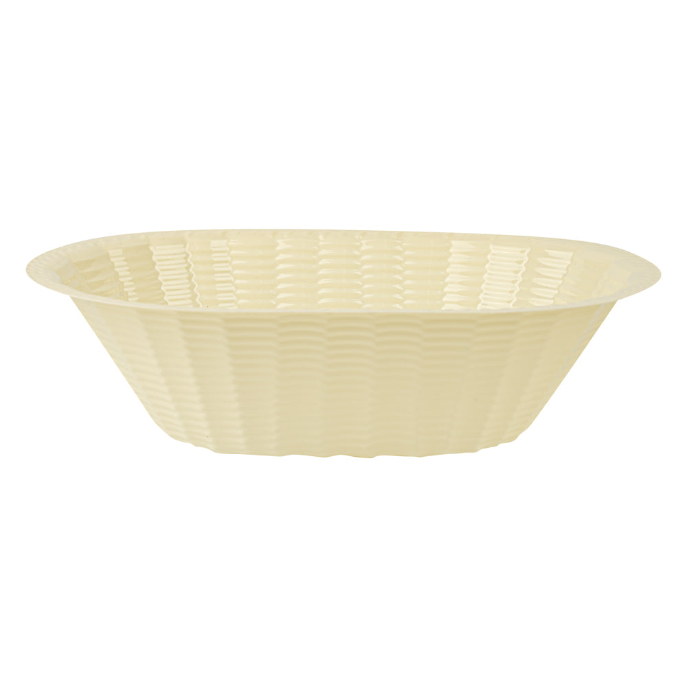 25 oz Disposable Cream Plastic Oval Food Serving Basket - 9.25