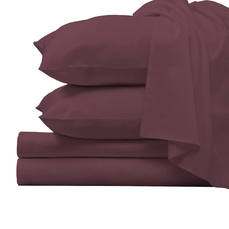 1000 Thread Count 100% Long Staple Cotton Queen Sheet Set - Dark Purple Sateen Weave Luxury Bed Sheets for Deep Pockets (15